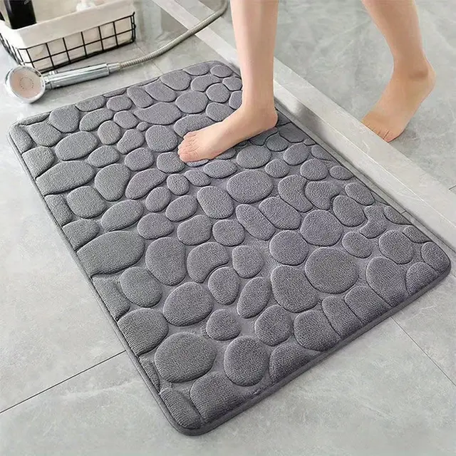 TEMU 1pc Soft Memory Foam Bath Rug With Cobblestone Texture & Non-slip Backing - Rapid Water Absorbent Shower Suitable For Bathroom, Shower, Bathtub - Fall Decor,, Comfortable ()