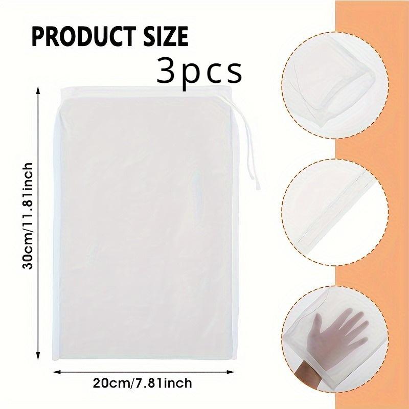 TEMU 3pcs, Reusable Fine Mesh Nylon Strainer Bag For Brewing, Nut Milk, And More - Kitchen Gadget For Easy Straining And Filtering