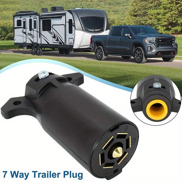 TEMU 7-way Round Rv Style Trailer Plug Connector - Abs Material, Uncharged, , Male End, Towing Wiring Harness Replacement For