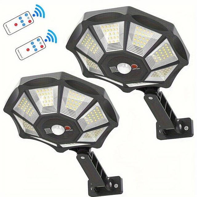 TEMU 2pcs 168led Solar-powered Motion Sensor Wall Light - High- Outdoor Security For Gardens, Yards, And Streets - Dusk To Dawn,, Proof