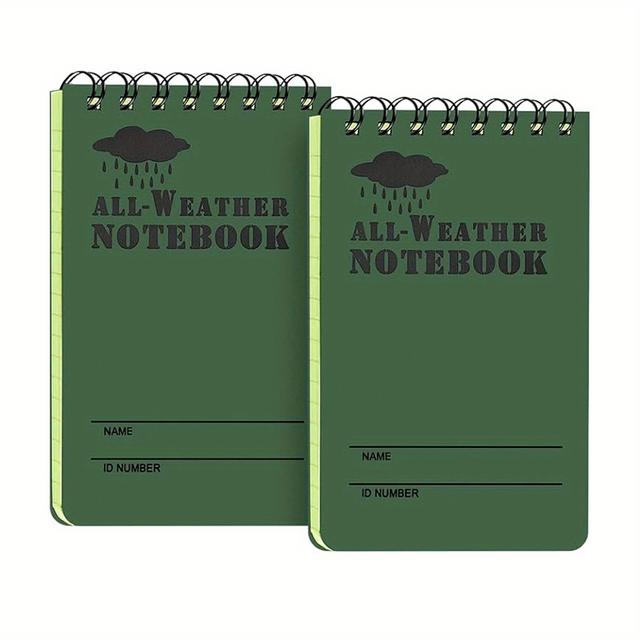 TEMU 1/2/4 Pack Waterproof Notebook 3x5 Pocket Notebook Rainproof Writing Notebook Detective Notebook Suitable For Office Outdoor Activities Green