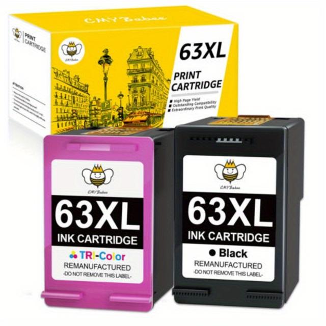 TEMU 2 Pack 63xl Black Color Ink Cartridge For 63 Xl 3830 4650 4655 4512 4516 4520
