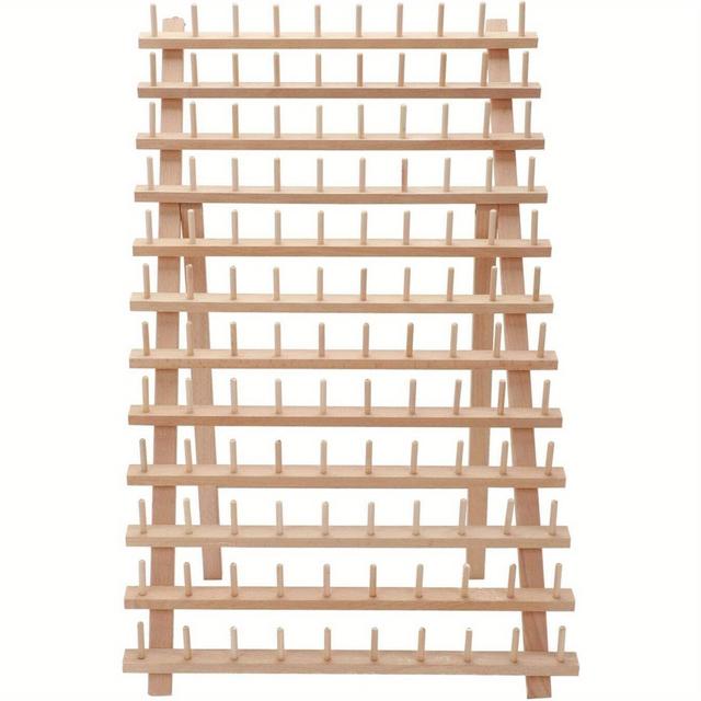 TEMU 120 Spool Thread Rack Thread Holder Wooden Thread Organiser Stand Sewing Spool Holder Thread Holder Organizer For Sewing Quilting Embroidery Hair-braiding