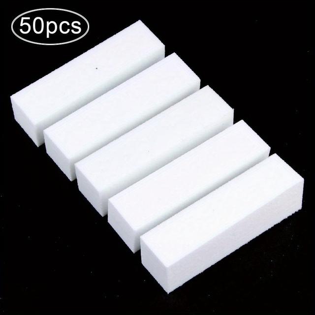 TEMU 50 sztuk profesjonalnych bloków polerskich do paznokci - 4-stronne pilniki do szlifowania gąbek do paznokci żelowych, akrylowych i naturalnych - bezzapachowe narzędzia do manicure i pedicure