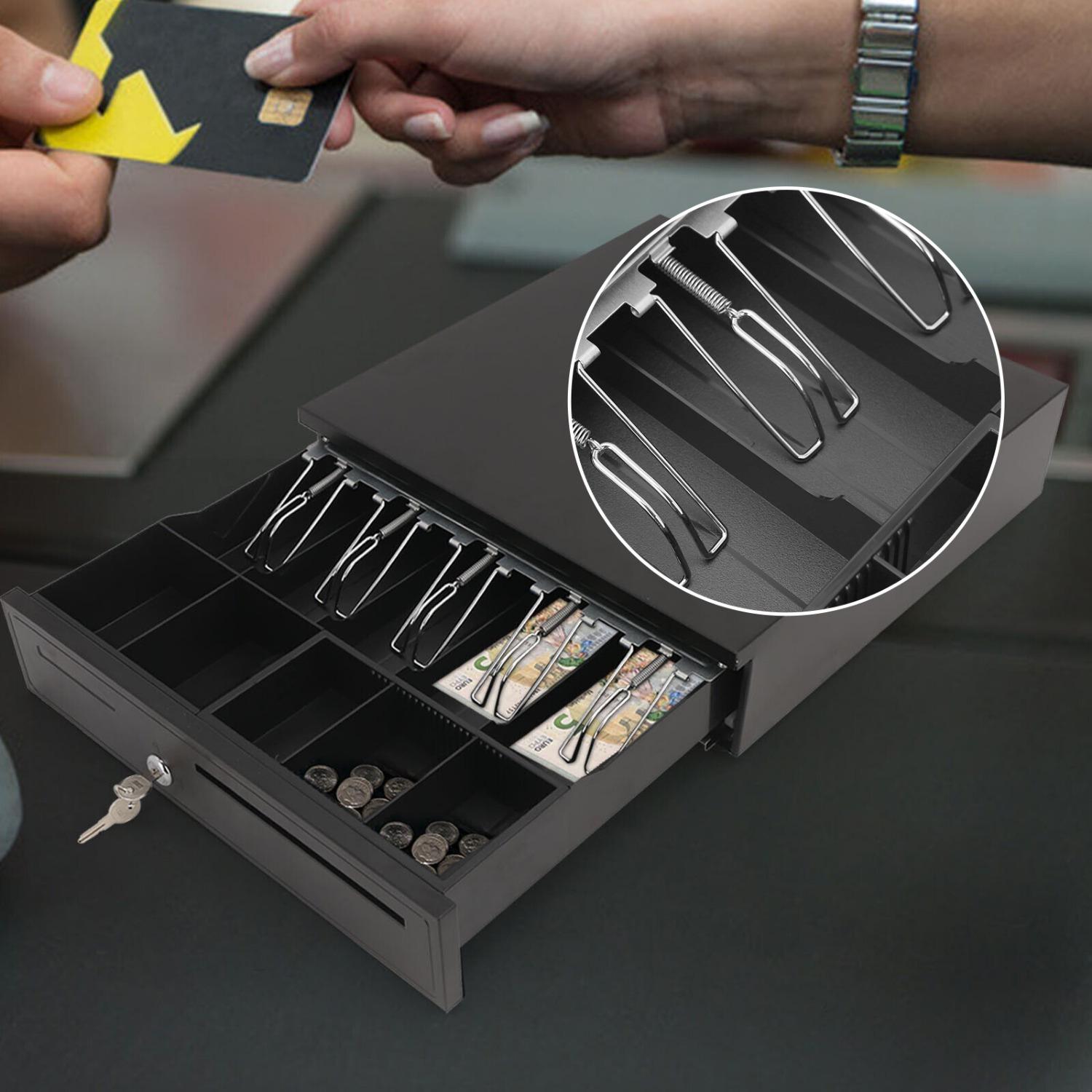 TEMU Trintion Cash Box With 5 Compartments For And 5 For , Suitable For Cash Storage, In Black