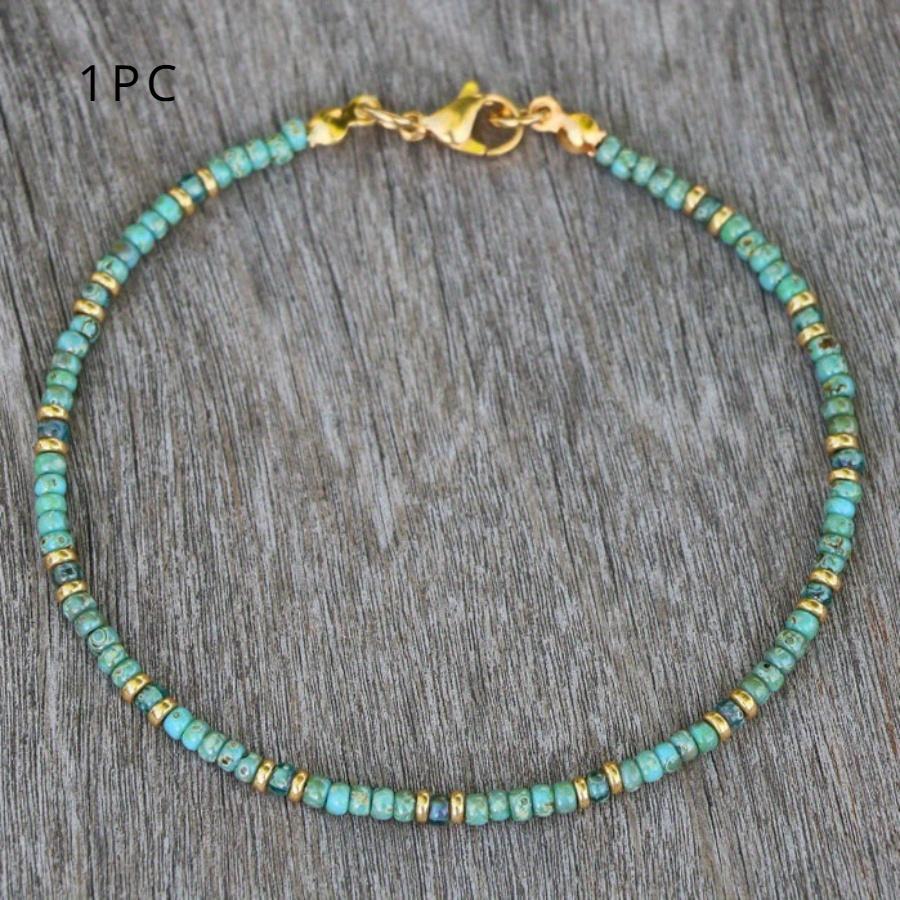 TEMU Women' Boho Chic Turquoise Stone Pendant Necklace - Vintage Bohemian , Minimalist Daily Wear & Special Occasion, Comfortable Wearable For Boho Style