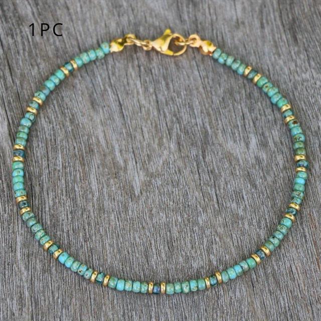 TEMU Women' Boho Chic Turquoise Stone Pendant Necklace - Vintage Bohemian , Minimalist Daily Wear & Special Occasion, Comfortable Wearable For Boho Style