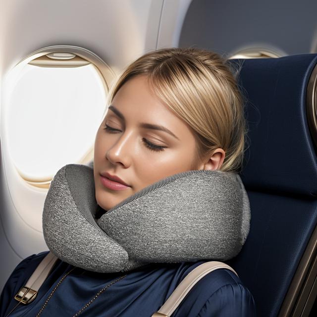 TEMU 1pc Travel Neck Pillow - Soft, Breathable, Machine Washable Cover, Back Sleepers, Airplane, Office, Car And Home Lounging - Classic Fantasy Style, , Zipper Closure