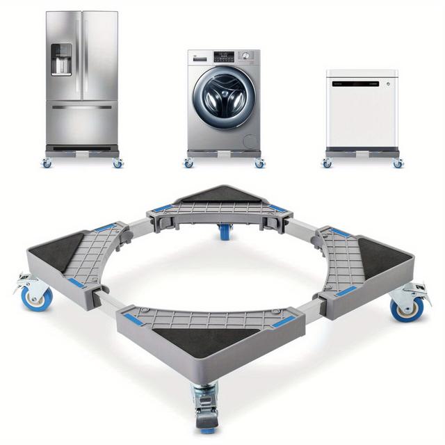 TEMU Adjustable Appliance Dolly With Wheels, Fit, Heavy-duty Metal Frame, Non-slip Pads, And Locking Brakes For Washing Machine, Refrigerator, And More
