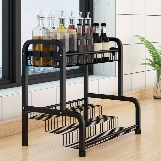 TEMU Spice Rack Standing Organiser Spice Without Drilling 4 Tiers Metal Spice Rack Kitchen Rack For Spice Bottles, Jars, Oil Bottles - 42. 5 X 25. 5 X 41 Cm
