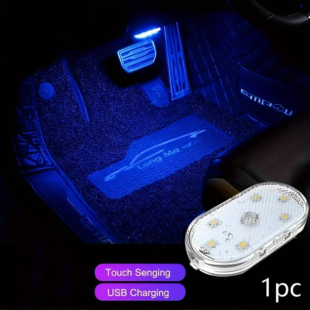 TEMU 1pc Universal Fit Usb Rechargeable Led Car Floor Light, Touch Sensitive, ≤36v Operating Voltage, Compatible With American Car Series, For Vehicles, Trucks,