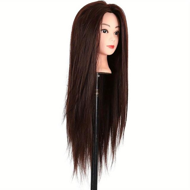 TEMU Frisierkopf Trainingsköpfe Übungskopf Friseur 24" Synthetik Haar Trainingskopf Frisurenkopf Puppenkopf Frisierkopf Halter Mit Diy Haar Zubehör Styling Set