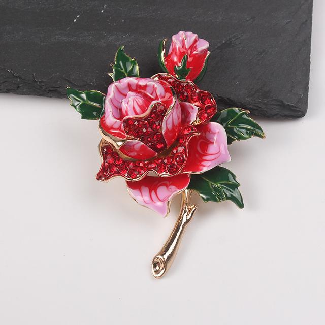 TEMU Elegante broche de joyería floral con un diseño único y diamantes de rojos, para formales y como regalo de