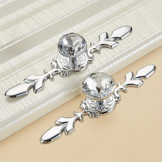 TEMU 2pcs Tirador de Puerta en Forma de Cristal de Diamante para Armario/Puerta de Armario/Cajón, Tirador de Armario, Tirador Decorativo para Muebles