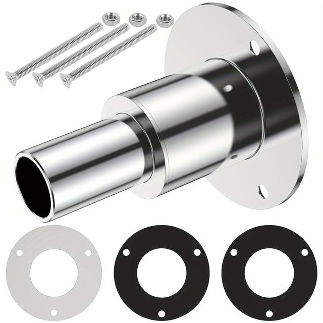 TEMU Straight Thru Hull Exhaust Skin Fitting Kit Stainless Steel Heater Exhaust Skin Fitting 24mm Tube Pipe Diameter Socket Hardware For Parking Heaters With 3 Screws