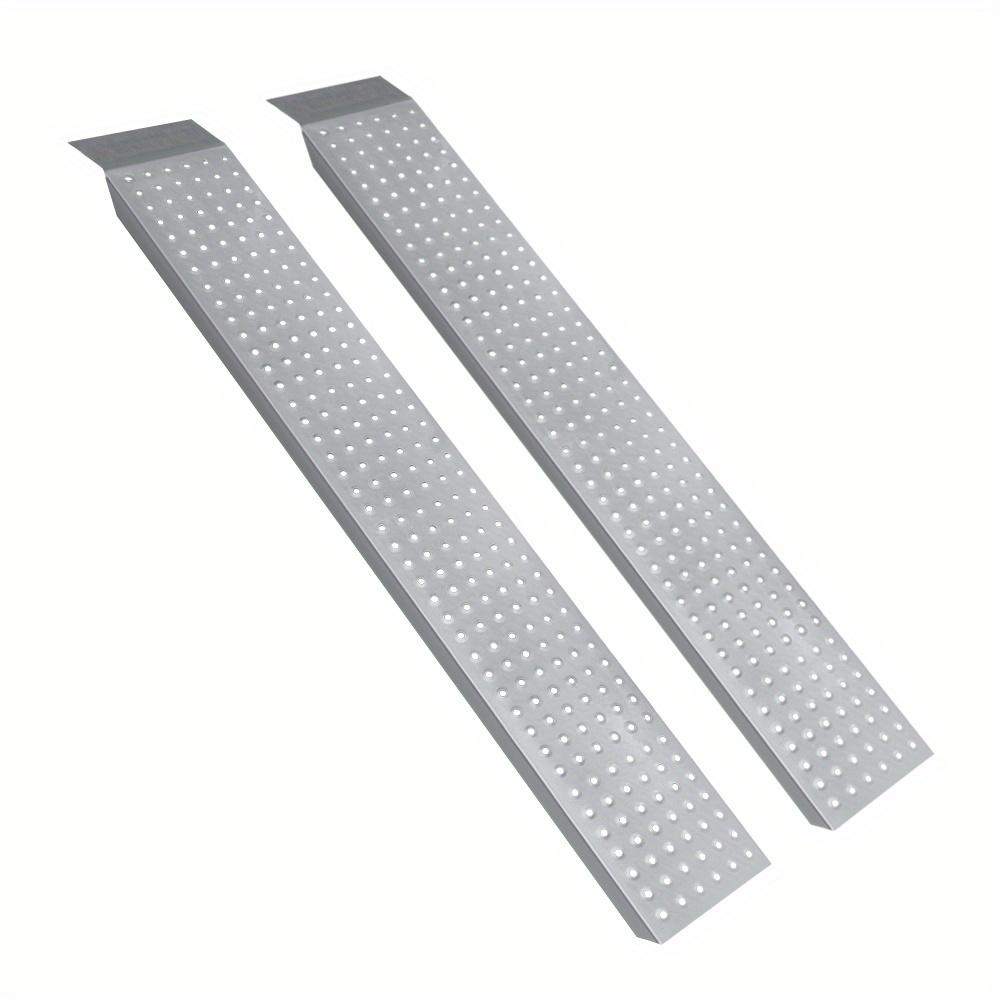 TEMU 2-piece Galvanized Steel Loading Ramps, Non-slip Perforated Surface, Supports 400kg, For Motorbike/atv/lawn Mower