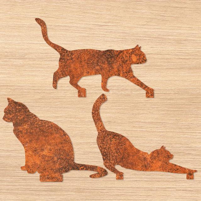TEMU 3pcs Rustic Metal Cat Silhouette Fence Toppers - Outdoor Garden Decor, Ideal Gift For Cat Lovers, Thanksgiving, Christmas, And Halloween, Garden Decoration| |metal Feline Figures