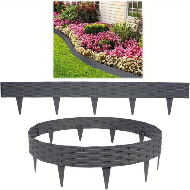 TEMU Bordure de pelouse en plastique pour parterres de fleurs, bordure de jardin, de tonte, bordure d' rotin, , clôture de jardin.