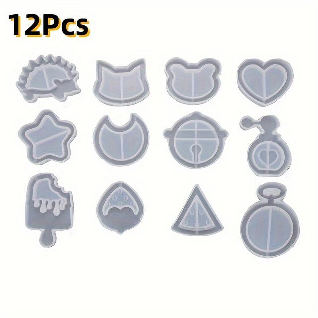 TEMU Set Of 12 Resin Shaker Molds For Charms And Pendants, Ideal For Jewelry Making, Including Molds For Necklaces And With Quicksand Effects For Epoxy Resin Casting