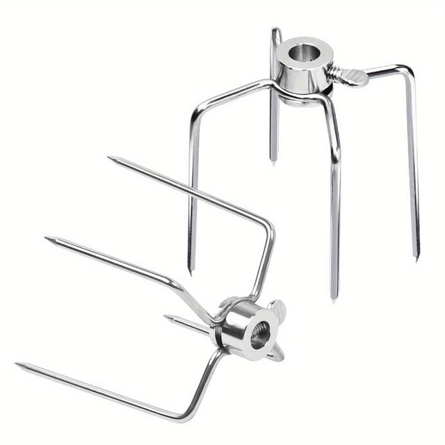 TEMU A Pair Of Stainless Steel Barbecue Meat Skewers, Suitable For Grilling Chicken, Grilling Rack, Grilling Fork, Barbecue Skewers Clip