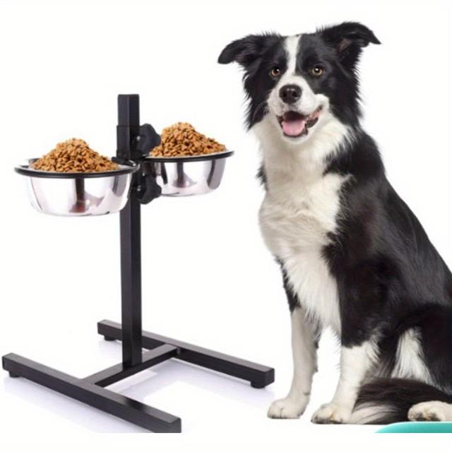 TEMU Stainless Bowl, Dog Bowl Rack, Elevated Dog Bowl, Adjustable Height, Pet Feeding Bowl, Cat Bowl