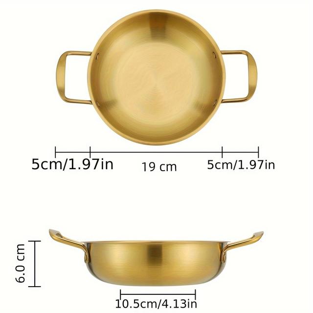 TEMU 1pc Stainless Steel Golden Ramen Pot Hot Pot Soup Pot Seafood Kitchen Cookware, Kitchenware Restaurant Supplies
