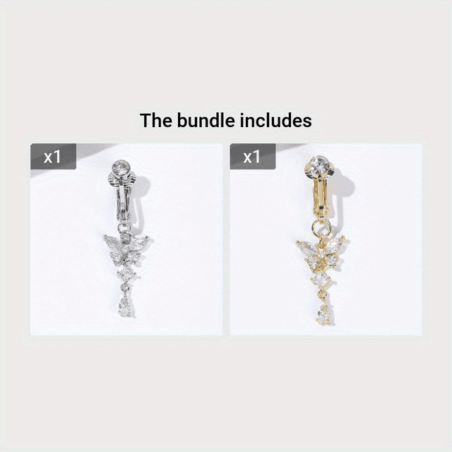 TEMU 1 Piece Of Beautifully Designed Clip-on Belly Button Ring Featuring An Inlaid White Zirconia Motif - A Stylish Faux Piercing Navel Accessory With And - Ideal Are Fashion-.