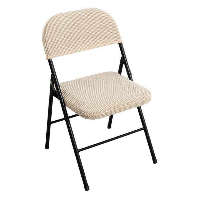 TEMU Folding Dining Chair Seat And Back Cover Set Solid Color Jacquard Stretch Chair Slipcover Home Decoration