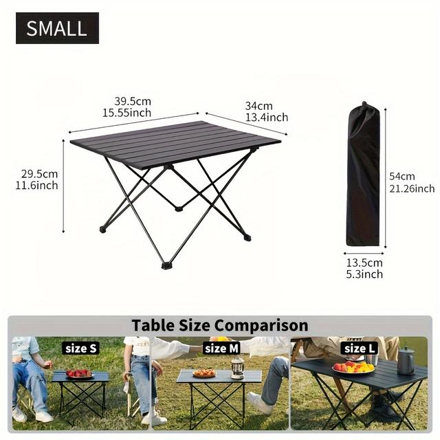 TEMU Aluminum Folding Camping Table With Carry Bag – Portable, Waterproof & Easy-clean For Outdoor Cooking, Picnics, Travel, And Beach Use