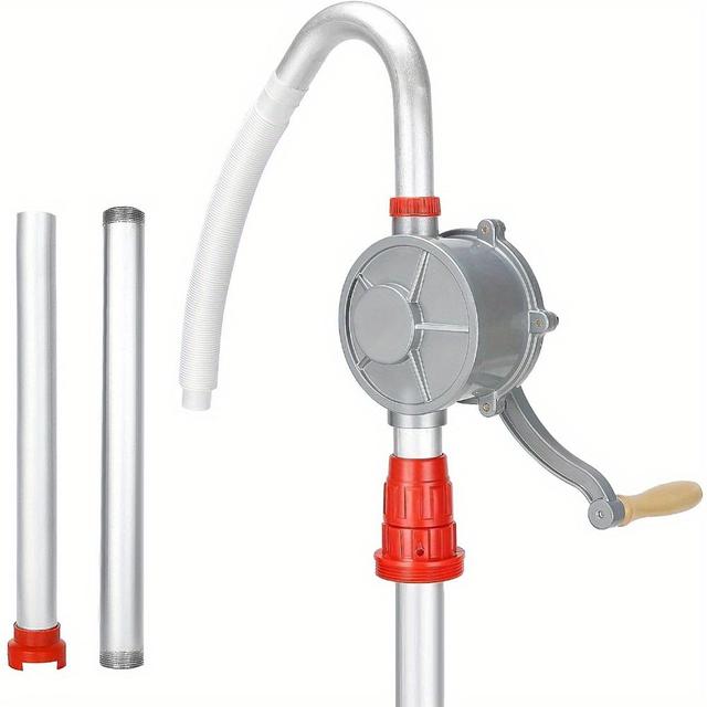 TEMU Oil Barrel Pump 120cm 200 Liter Hand Crank Oil Barrel Pump Manual Rotary Fuel Transfer For Aluminum Alloy Barrel Drum Pump For Petrol Fuel Garage