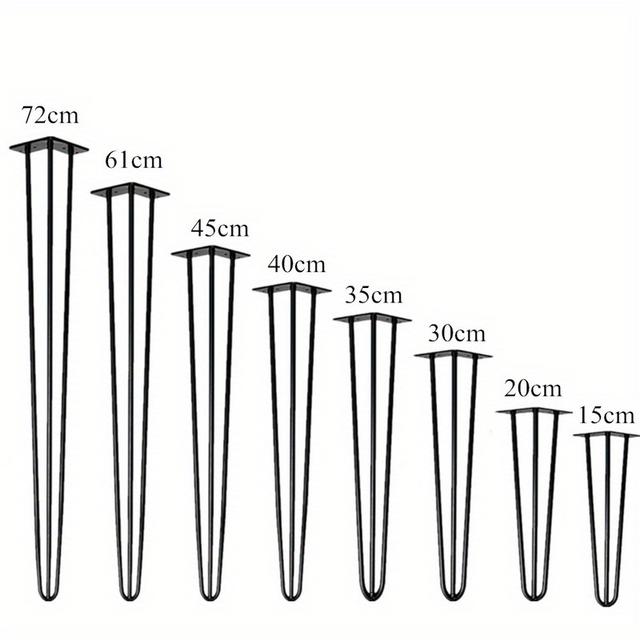 TEMU 4x Hairpin Legs Table Base Table Legs Table Frame Desk Furniture Leg 15-72cm Table Accessories Table Runners