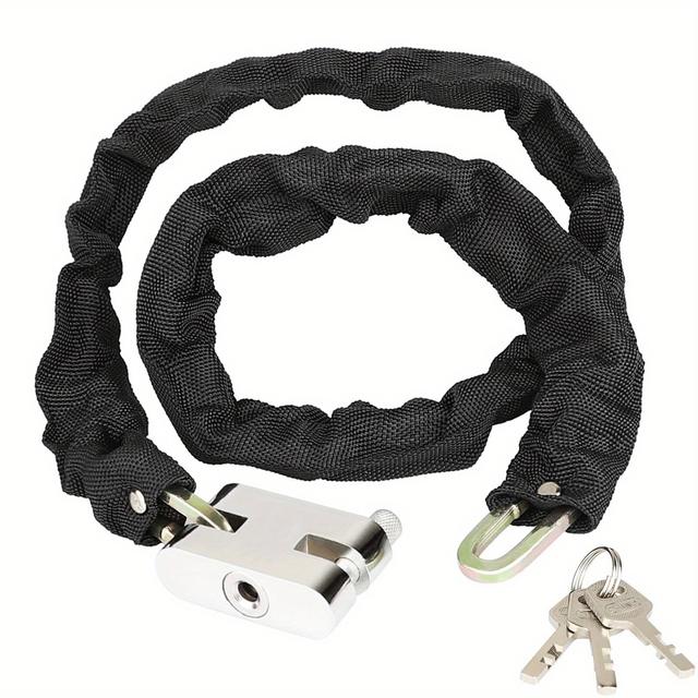 TEMU 0.8m Steel Strong Motorcycle Bike Outdoor Safety Chain And Padlock Lock