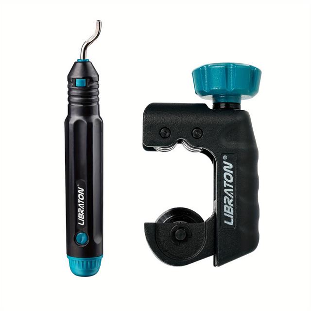 TEMU Libraton Mini Pipe Cutter Set 4mm-28mm With Deburrer, S2 Steel Blade, Aluminum Alloy Body, Non-collapsible, For Copper, Aluminum & Metal Tubing, 2-piece Kit