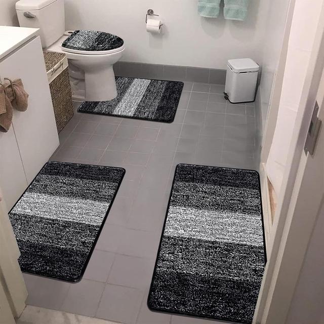 TEMU Bathroom Rugs Sets 4 Piece With Toilet Cover, Soft Absorbent Bath Mats Non-slip For Bathroom, Machine Washable Bathroom Mat With U-shaped Contour Toilet Mat For Bathroom Tub, Shower