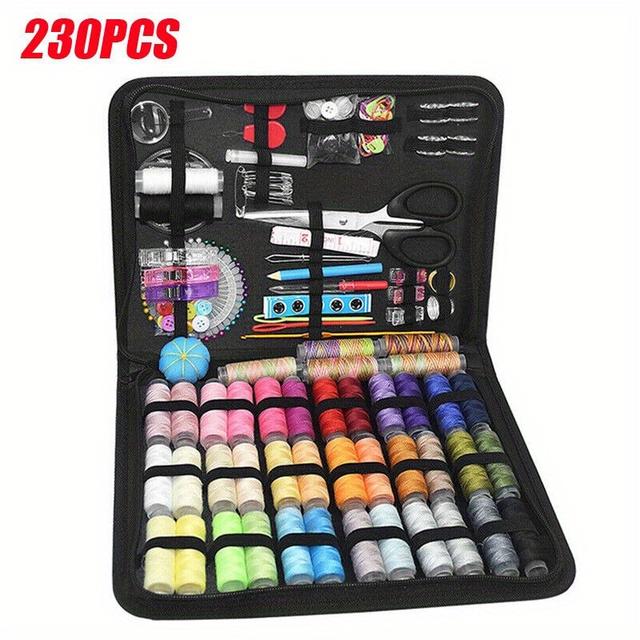 TEMU 230pcs Large Portable Sewing Kit Home Travel Case Needles Thread Scissors Set