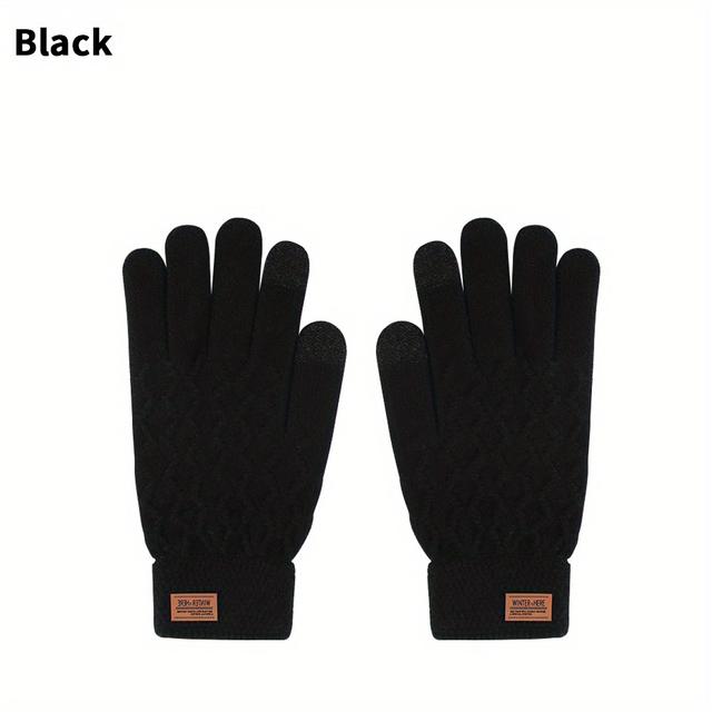TEMU Mens Thermal Touch Screen Gloves Winter Extra Warm Thick Knitted