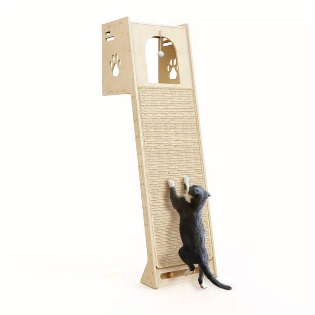 TEMU Cat Scratching Post Wood With Nesting Cave Sisal Scratching + Hanging 107x45x42cm Cat Furniture For Household