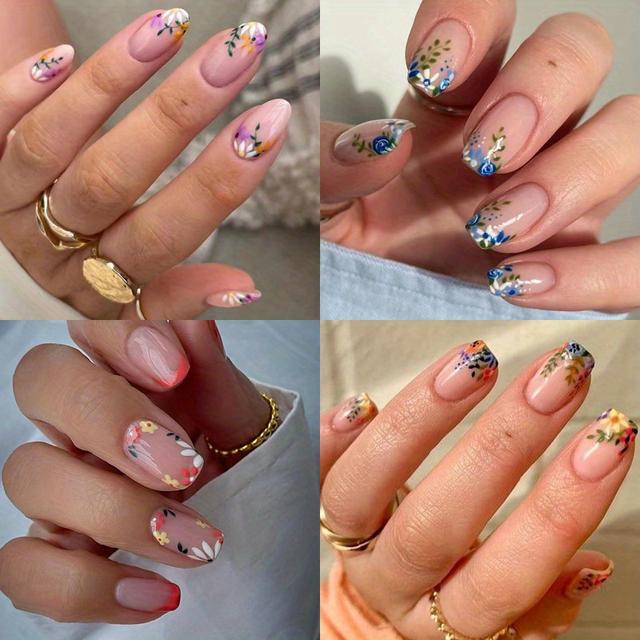 TEMU 96pcs Square Press On Nails Short - Short Fake Nails Press Ons Artificial Nude Full Cover Glue On Nails Glossy Stick On Acrylic Nails For Women