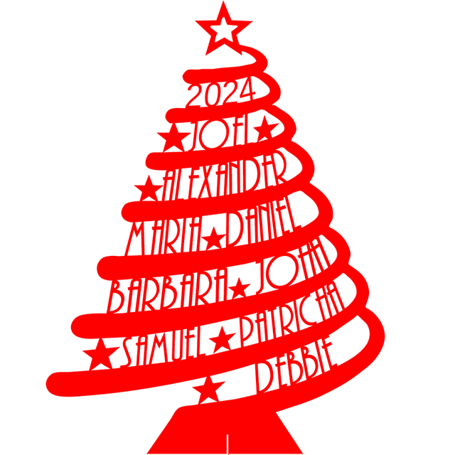 TEMU Personalized Family Name Christmas Tree 2024 - Custom Metal Tree With Engraved Names - Tabletop Holiday Decoration, No Electricity Required, Use, Handcrafted Metal Ornament - Red & Golden Options