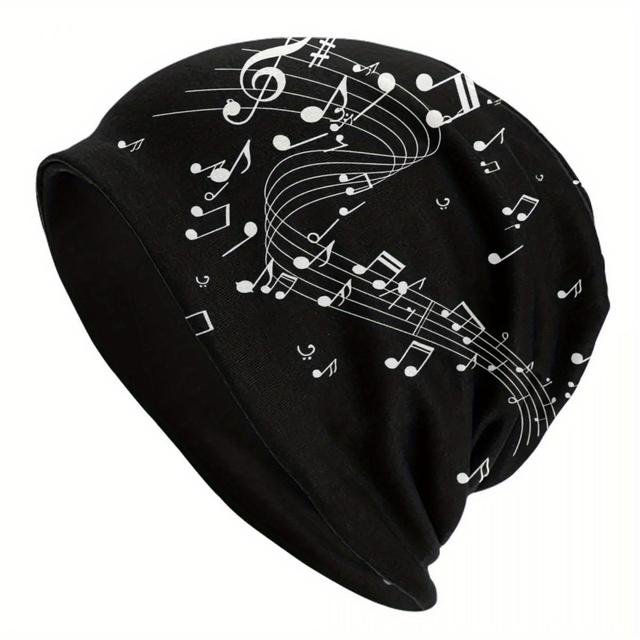 TEMU Music Notes Falling Men Women Thin Beanies Cycling Ski Cap Double Layer Fabric Bonnet Hat