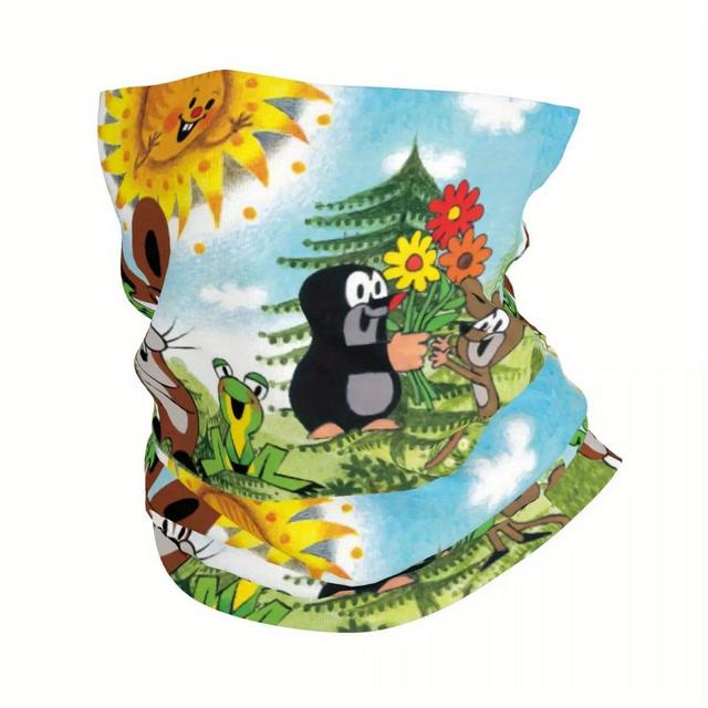 TEMU Cartoon Animal Print Men's Lightweight Neck Gaiter - Casual Woven Polyester Multifunctional Headwear