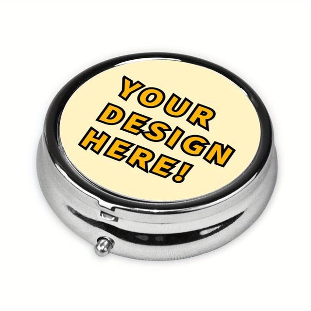 TEMU Eine personalisierbare, runde Mini-Pillendose aus Metall, und langlebig, mit Optionen für individuelle Bilder, perfekt als Geschenk