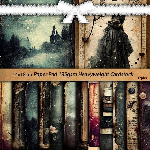 TEMU 12 Sheets Of Large -themed Retro Paper For Journal Decoration, Tools, And Student Stationery Arts And Crafts