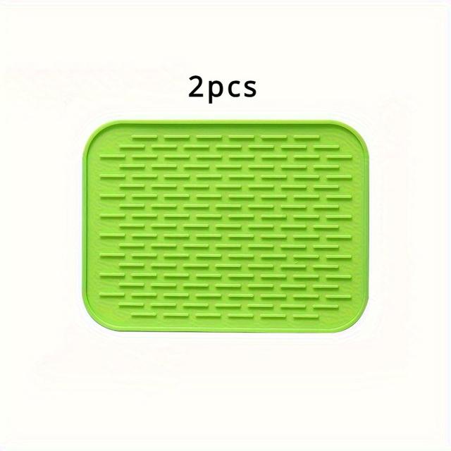TEMU 2pcs Silicone Heat-resistant Mat, Pot Mat, Non-slip Rectangular Tripod Set, Used For Hot Pot, Plate, Coaster And Table Mat, Multi-functional Table Protection, Kitchen Supplies