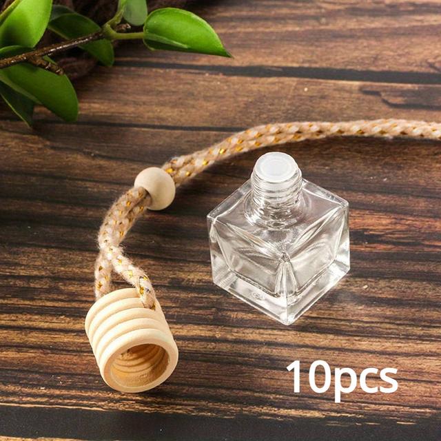 TEMU 10개입 차량용 걸이 향수병 차량용 방향제 빈 유리 디퓨저 병 걸이형 펜던트 리필 가능 장식