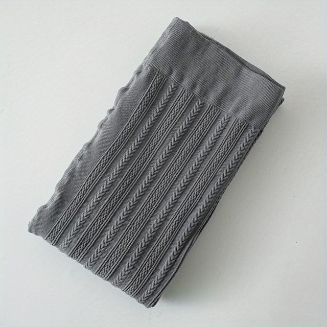 TEMU 여성용 기하학적 수직 줄무늬 & 케이블 패턴 타이츠 - 플러스 사이즈 봄/가을 패션 레깅스, 손세탁 전용, 하이웨이스트 레깅스, 일상 편안한 착용감, 캐주얼 웨어 레깅스, 질감 있는 다리 디자인, 부드러운 소재