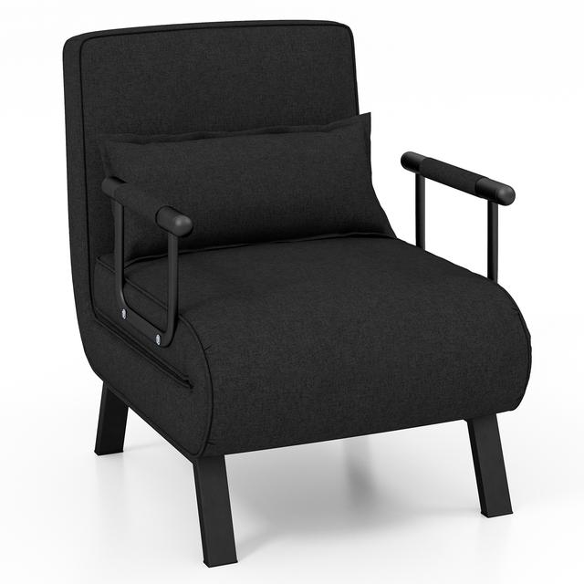 TEMU Lit convertible pliant 6 avec fauteuil inclinable et canapé-lit avec oreiller noir