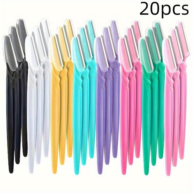 TEMU 10/20pcs Portable Mini Folding Eyebrow Shaper Kit - Compact Beauty Tool For Shaping, Trimming, And Removal - Includes Plastic Razor With Protective Cover - Assorted Colors, Eyebrow Trimmer