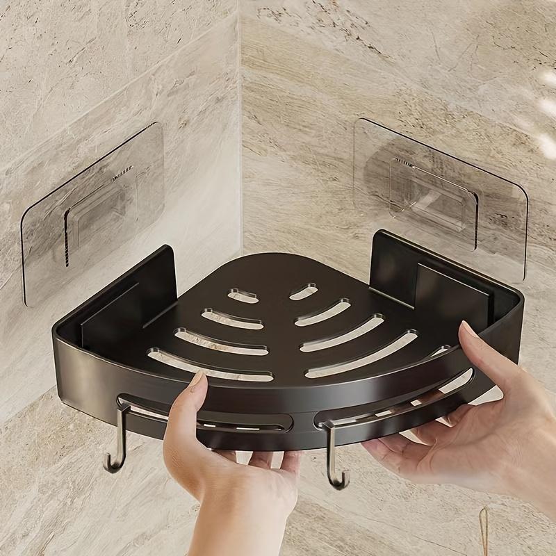 TEMU 1pc Space-saving Triangle Corner Shelf - Wall-mounted Bathroom Shelf With Angled Design For Shower & Bathtub, Anti-slip Bath Organizer Suitable For Shampoo, Cosmetics, Shower Gel - Corner Storage