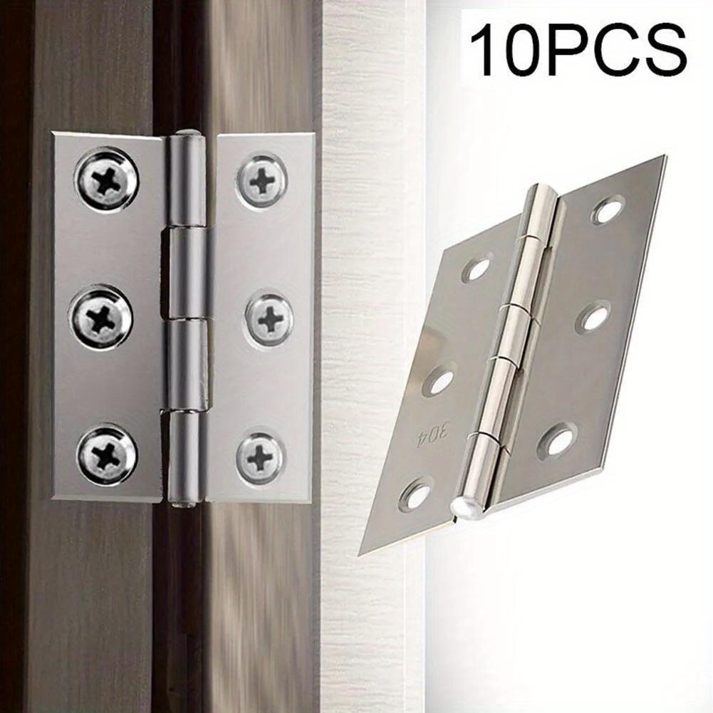 TEMU 10pcs Stainless Steel Door Hinges - Heavy-duty, Rust-resistant, And Smooth Operating For Cabinet Doors, Windows, And Wooden Boxes - Home Furniture Hardware With Flat Design And